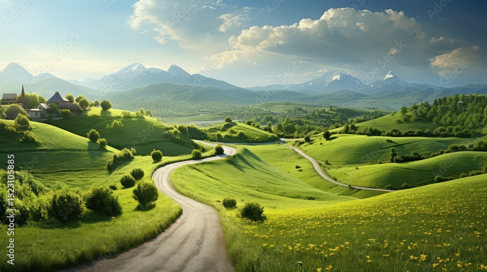 Fototapeta premium contours curved road with points