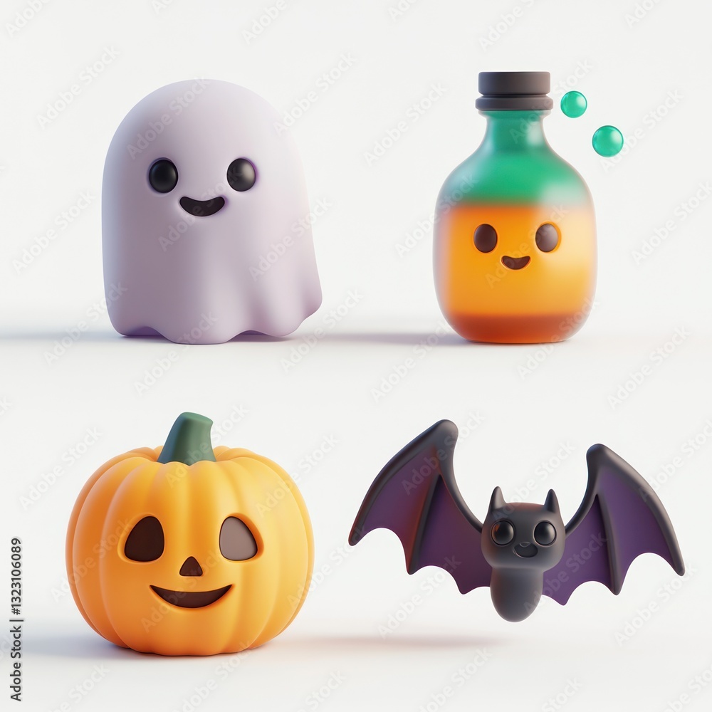 Fototapeta premium Cute Halloween 3D Models