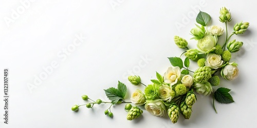 Modern Futuristic Flower Hop Flat Lay Stock Photo - White Background