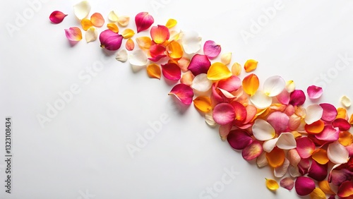 Wallpaper Mural Organic Petal Wave Flat Lay, Natural Flower Design, White Background Torontodigital.ca