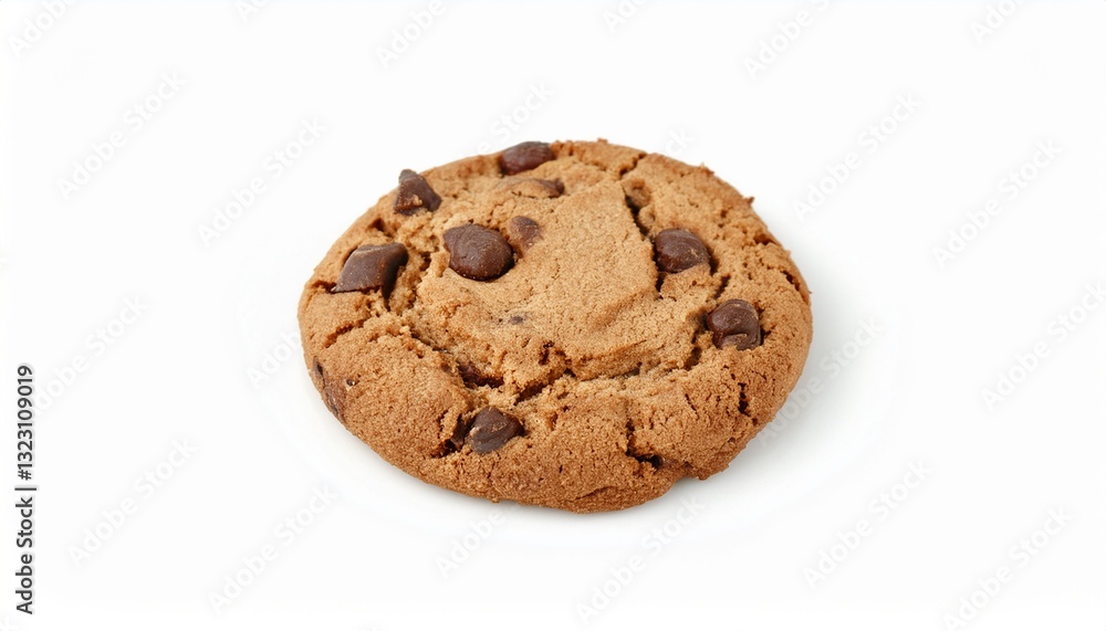 A single, delicious chocolate chip cookie, perfectly baked and ready to be enjoyed. A single, delicious chocolate chip cookie, perfectly baked and ready to be enjoyed.