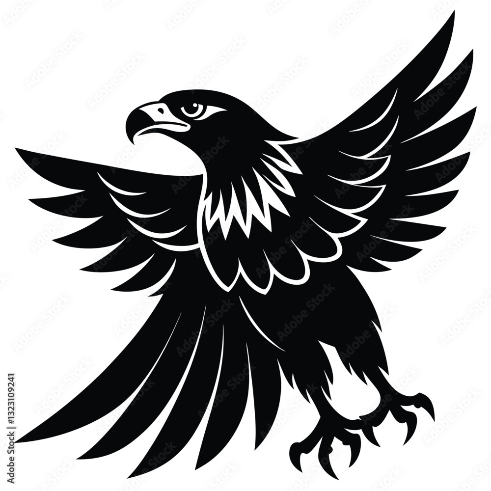 Obraz premium Eagle silhouettes set, large pack of vector silhouette design, isolated white background