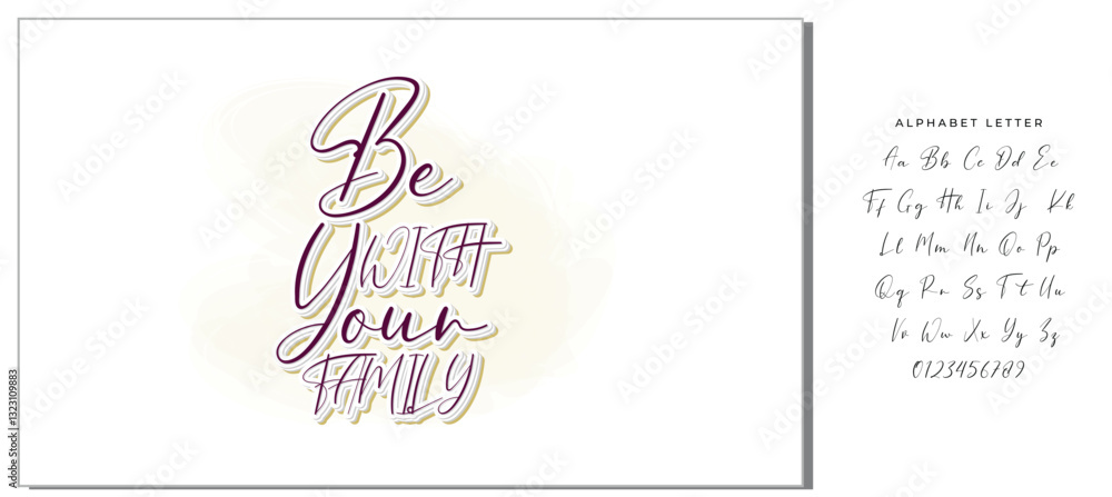 Naklejka premium Be with your family. Hand drawn illustration with hand lettering. 