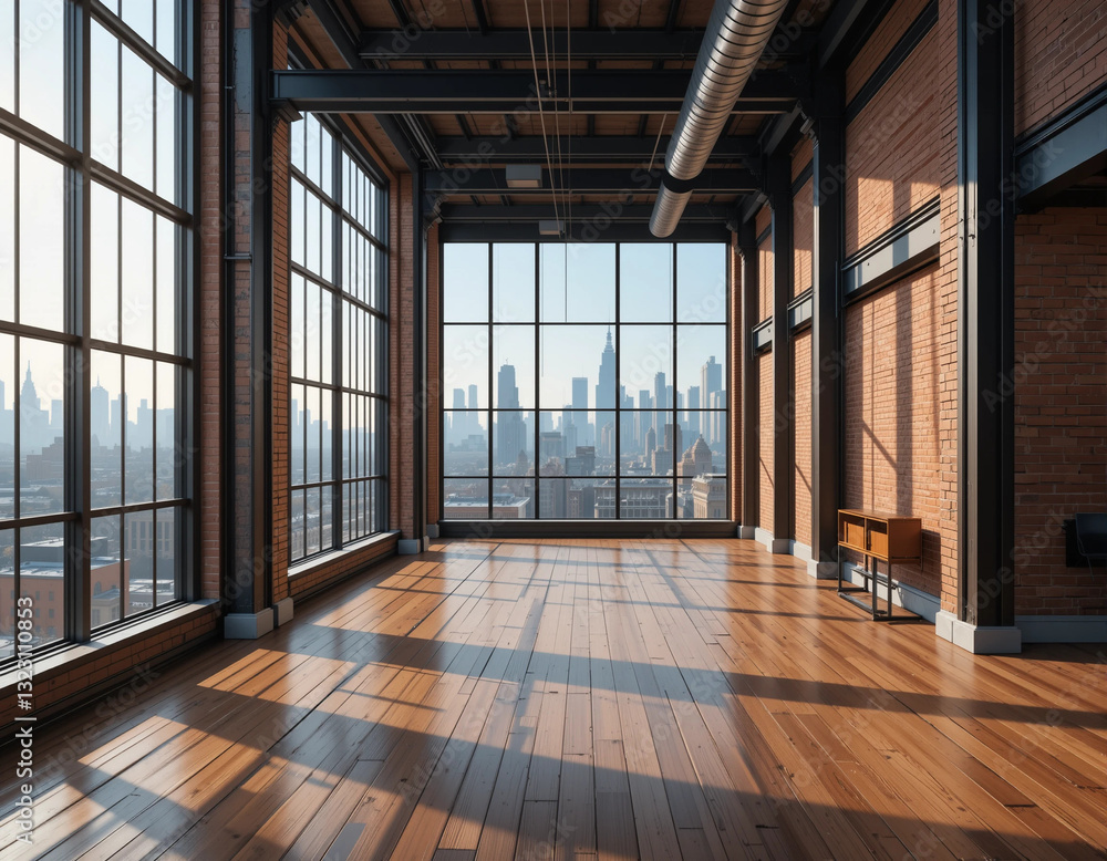 Fototapeta premium Industrial Chic – Stunning Urban Loft Illustrations for Modern Architecture & Design