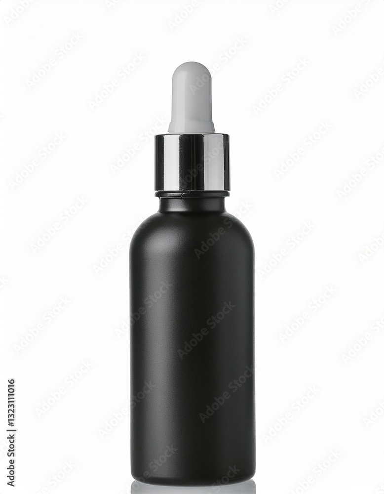 Sleek black bottle with a silver dropper top. Perfect for essential oils or serums. Sleek black bottle with a silver dropper top. Perfect for essential oils or serums.