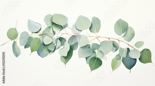 realistic eucalyptus leaves water color
