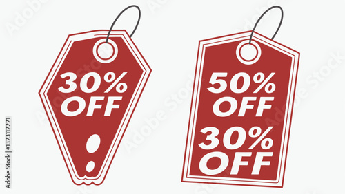 Red Sale Tags and Discount Labels – Promotional Super Offer, Big Sale, and 50% Off Price Tags for E-Commerce, Shopping, and Marketing"
