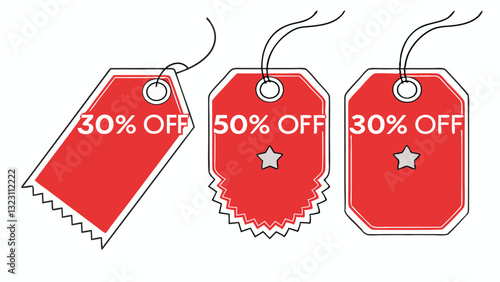 Red Sale Tags and Discount Labels – Promotional Super Offer, Big Sale, and 50% Off Price Tags for E-Commerce, Shopping, and Marketing"
