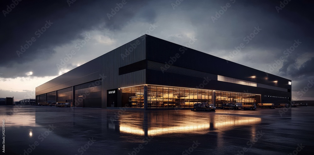 Showcase of a busy warehouse dock station for efficient transportation operations. Showcase of a busy warehouse dock station for efficient transportation operations.
