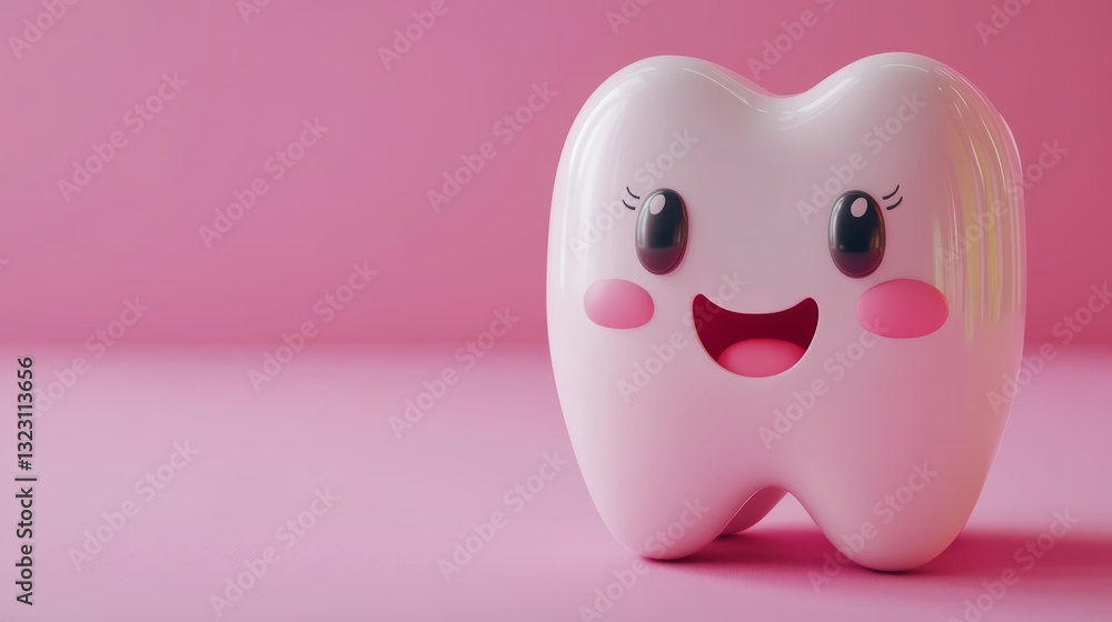 3d white tooth cartoon on copy space background. Professional dental hygiene concept 3d white tooth cartoon on copy space background. Professional dental hygiene concept