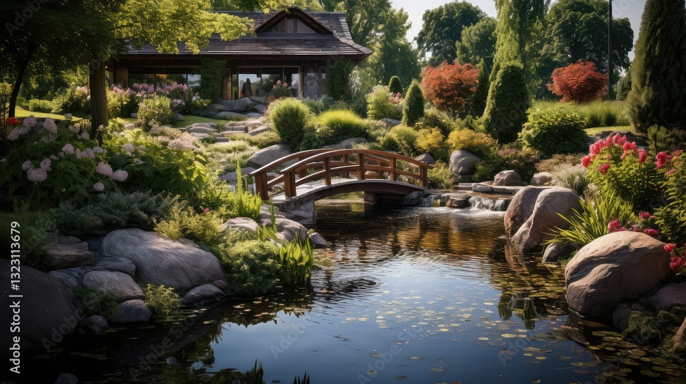 bridge water feature garden