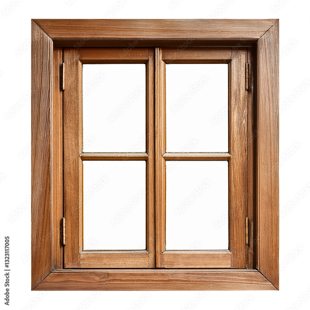 Elegant Wooden Window with Grid Design Elegant Wooden Window with Grid Design