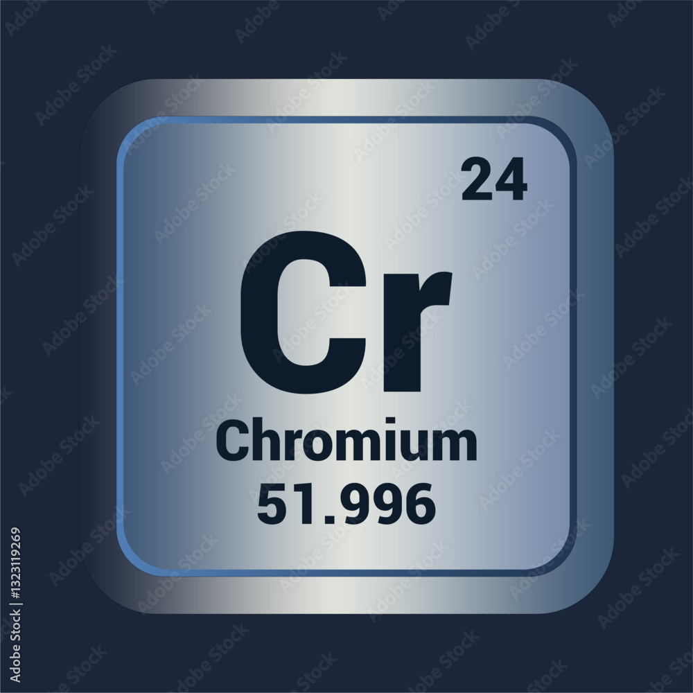 Chromium Cr. Number Twenty Four. Mass 51.996 detail. Vector Background. Chromium Cr. Number Twenty Four. Mass 51.996 detail. Vector Background.