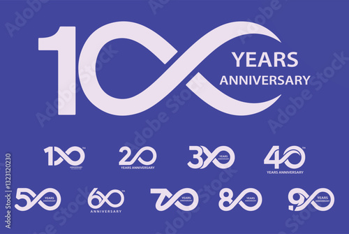Modern anniversary logo for business companies. Corporate. Adaptable vector design concept for different years.