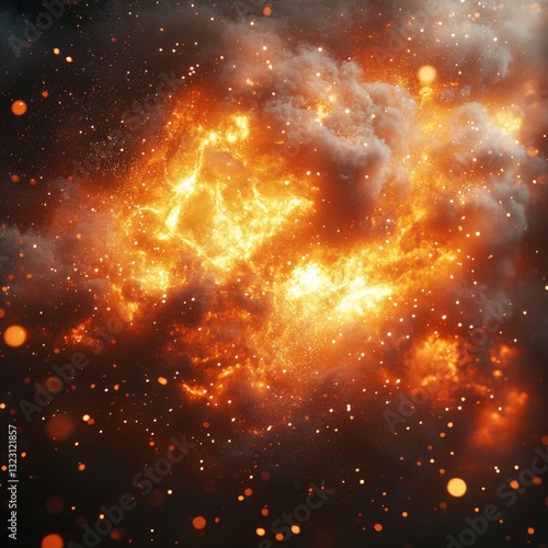 Wallpaper Mural A fiery explosion in the sky with a lot of sparks and smoke Torontodigital.ca