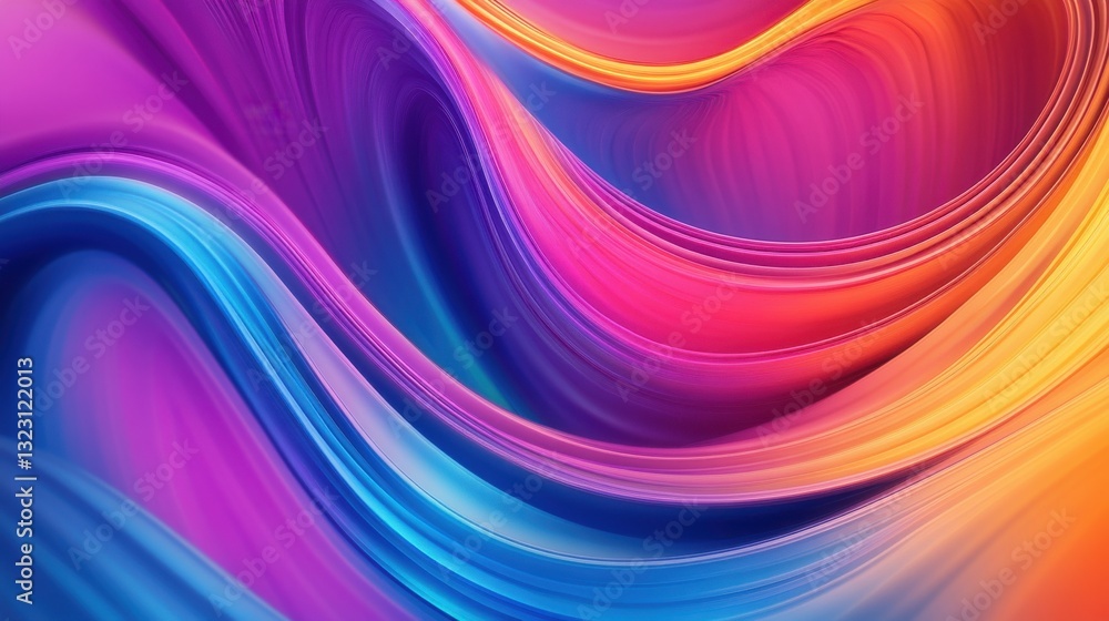 Naklejka premium A vibrant, abstract swirl of colors showcasing dynamic movement and fluidity, blending shades of pink, purple, blue, and orange.