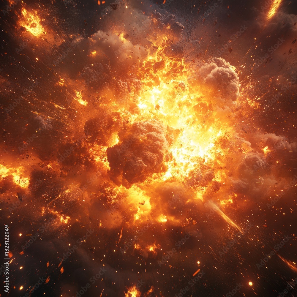 A fiery explosion in the sky with a lot of sparks and smoke A fiery explosion in the sky with a lot of sparks and smoke
