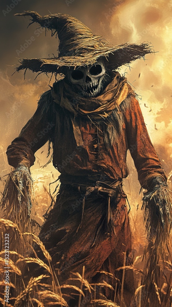 Fototapeta premium Dark Scarecrow: Halloween Horror Fantasy Art