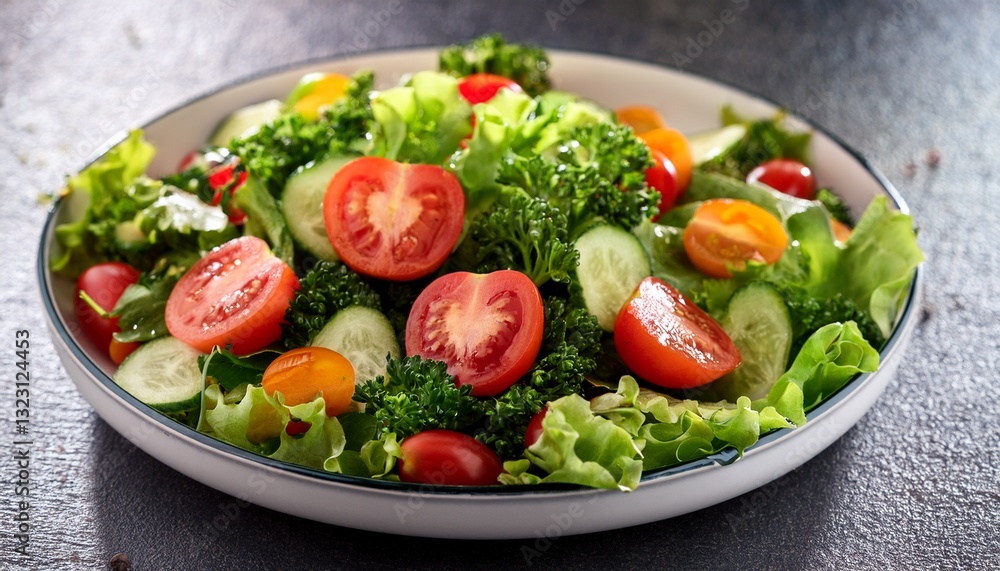 green salad with tomato and fresh vegetables green salad with tomato and fresh vegetables