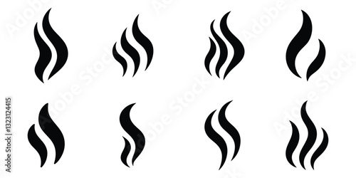 Collection of Coffee Tea Soup Smoke Fume Logo Element vector on white background 