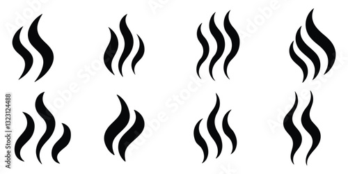Collection of Coffee Tea Soup Smoke Fume Logo Element vector on white background 