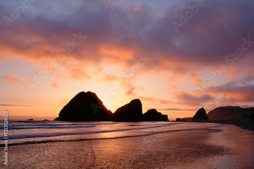 Sunset Cape Sebastian southern Oregon Pacific Coast autumn film