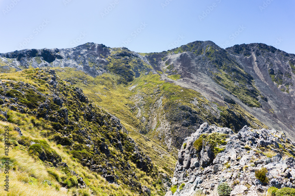 Obraz premium ニュージーランドのリッチモンド山脈の岩山