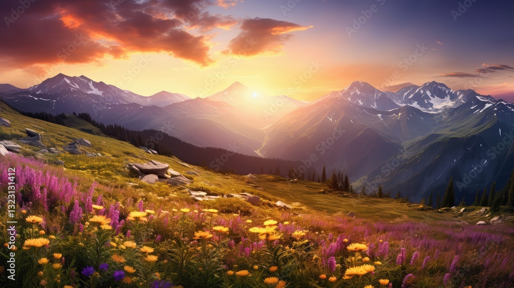 Fototapeta premium wildflowers purple gold