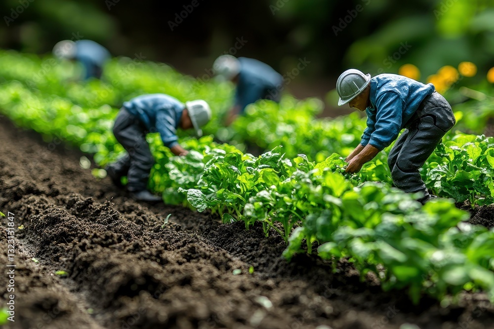 custom made wallpaper toronto digitalMiniature Figures Practicing Crop Rotation in Agriculture