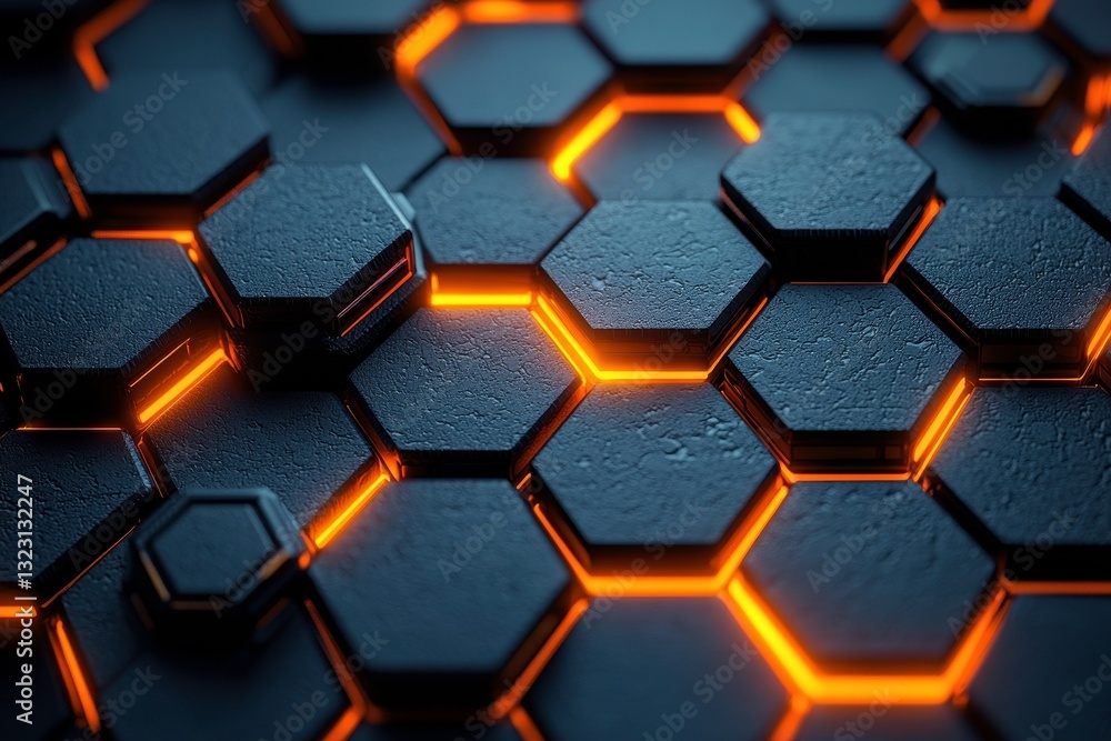 Abstract Digital Hexagon Background with Glowing Lines Abstract Digital Hexagon Background with Glowing Lines