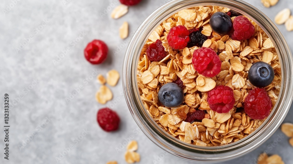 Homemade Granola Mix in Glass Jar Homemade Granola Mix in Glass Jar
