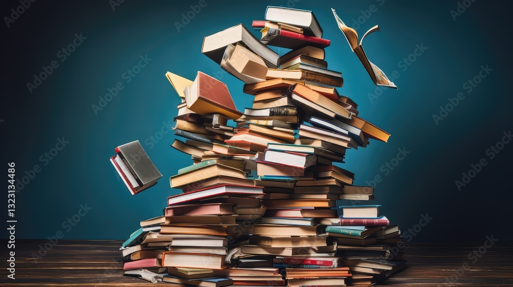 Obraz premium colorful books falling