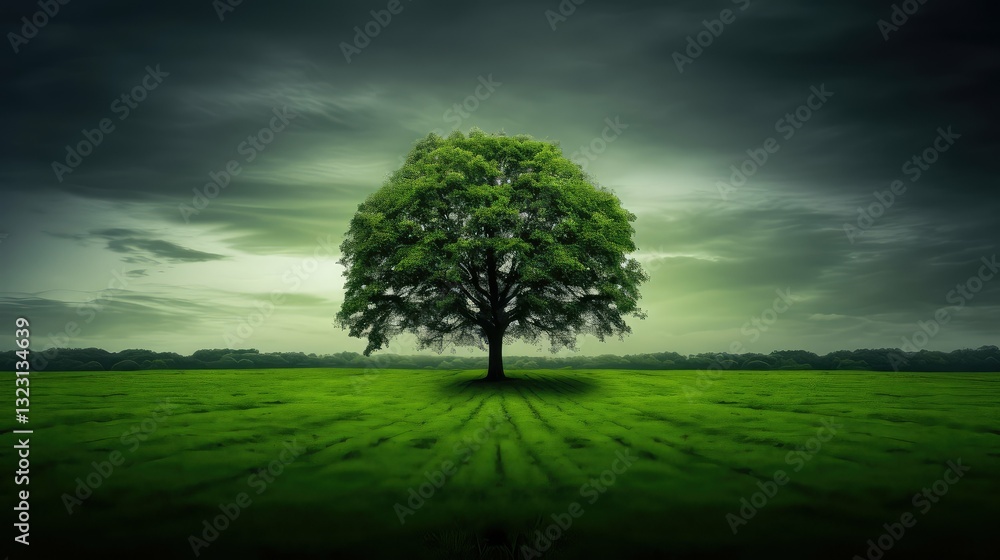 Fototapeta premium tree green background grass
