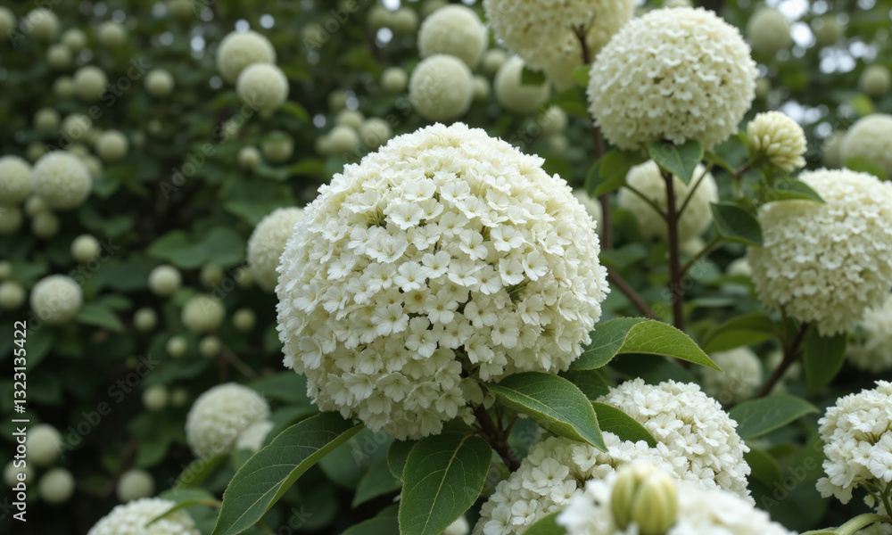 Chinese Snowball Viburnum (Viburnum macrocephalum) A deciduous shrub that is prized for its large, round clusters of white flowers that Chinese Snowball Viburnum (Viburnum macrocephalum) A deciduous shrub that is prized for its large, round clusters of white flowers that