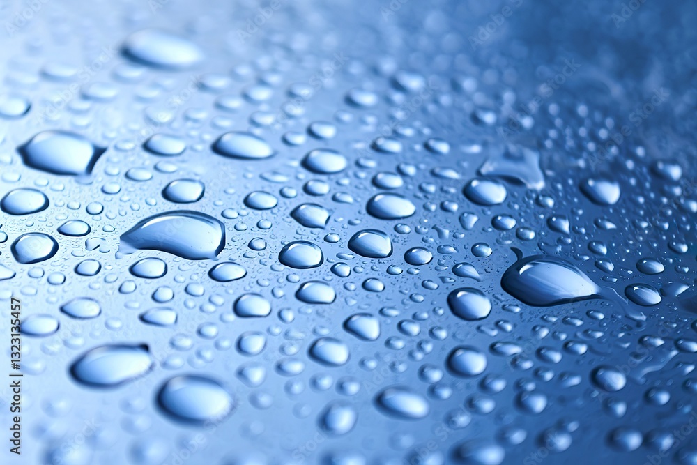 A close-up view of numerous water droplets on a surface A close-up view of numerous water droplets on a surface