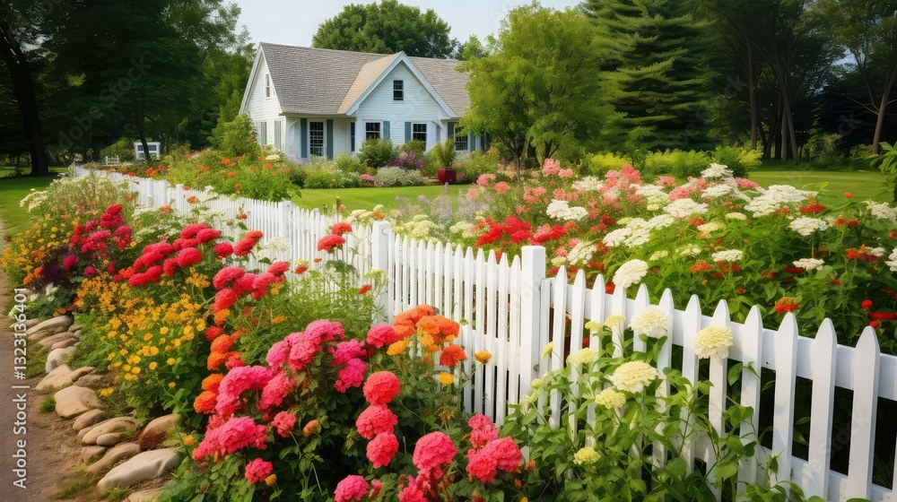 Fototapeta premium garden white farm fence