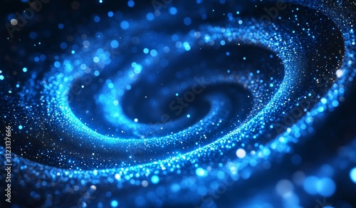 A spiral of blue light with a lot of small dots