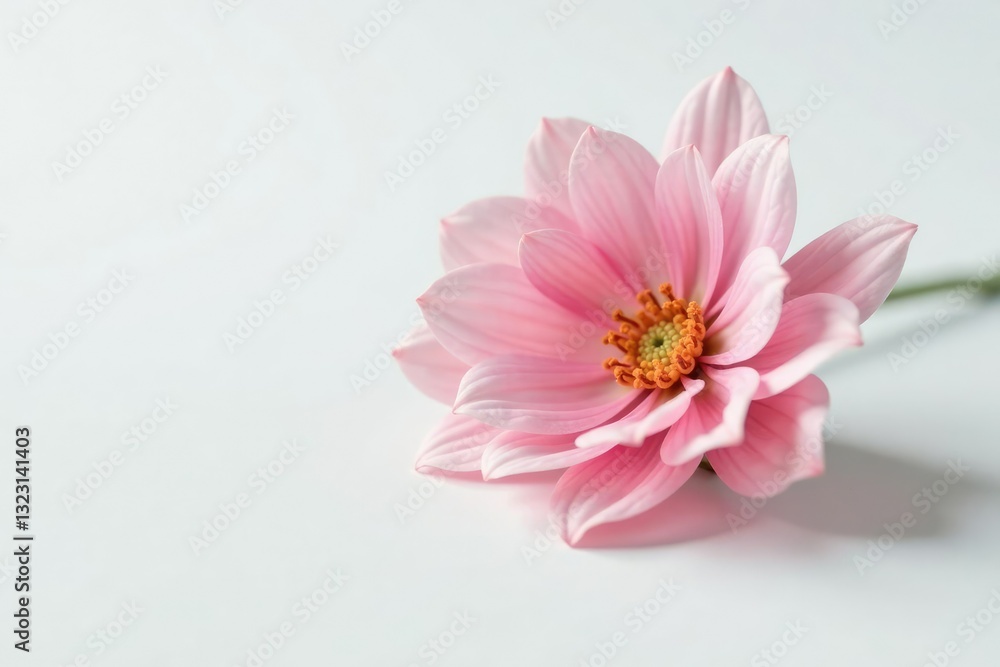 Obraz premium Simple and clean photograph of an isolated flower on white surface with subtle focus, natural, bloom