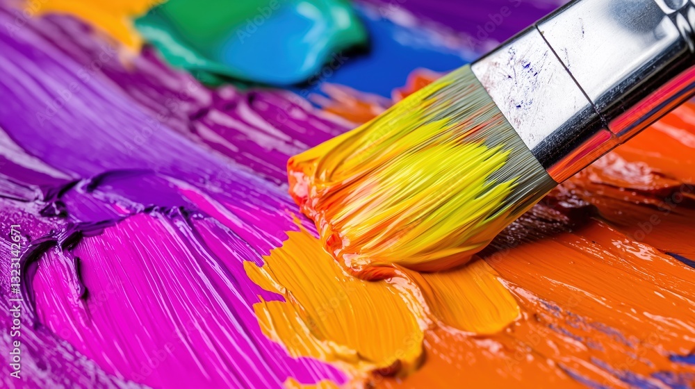 Fototapeta premium Bright Colors on Paint Texture Close-Up