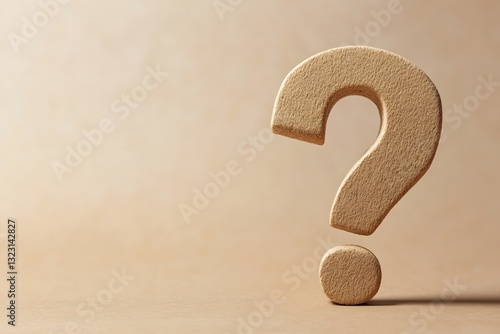 a wooden question mark on a beige background.