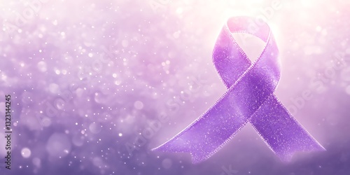 Wallpaper Mural A glowing purple cancer awareness ribbon surrounded by delicate floating sparkles in a soft pastel background Torontodigital.ca