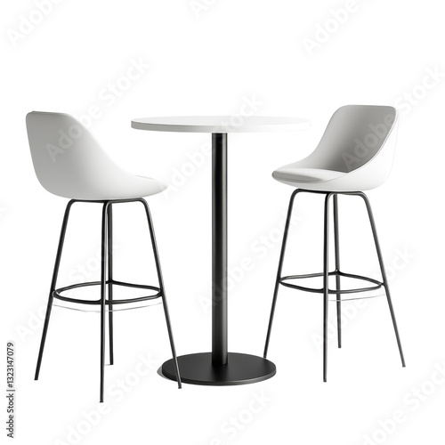 Elegant white table with two matching chairs perfect for a cozy dining or relaxing space in any home environment isolated white background