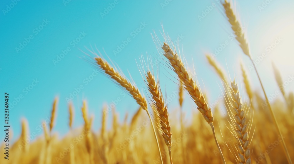 Fototapeta premium Golden Wheat Field Swaying in Breeze