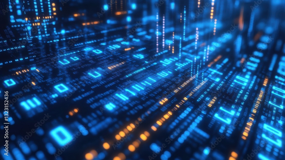 Digital data flow visualization technology sector abstract content futuristic environment aerial view concept of data science Digital data flow visualization technology sector abstract content futuristic environment aerial view concept of data science