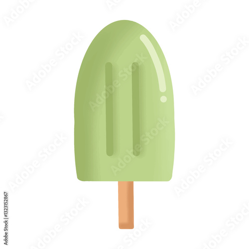 Green Ice Cream on Stick Illustration Icon Single