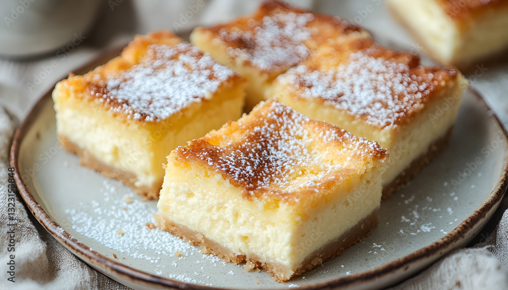 Pieces of delicious homemade lemon cheesecake on plate close up Pieces of delicious homemade lemon cheesecake on plate close up