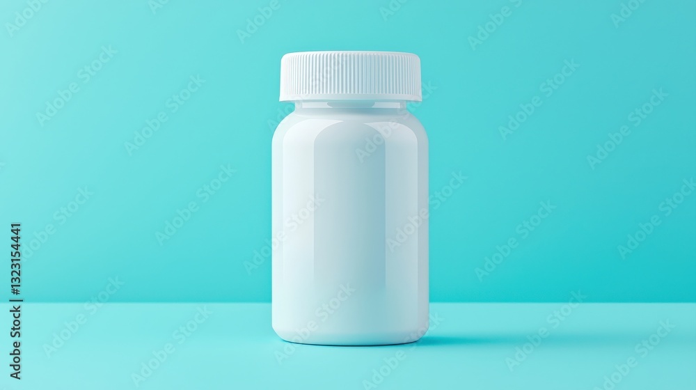 White bottle on turquoise background, minimalist style. White bottle on turquoise background, minimalist style.