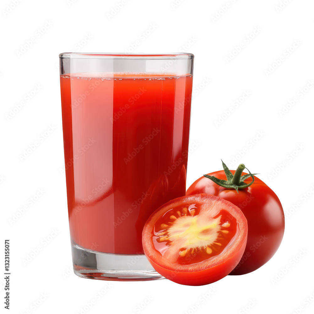 Tomato juice in glass isolated on transparent background Tomato juice in glass isolated on transparent background