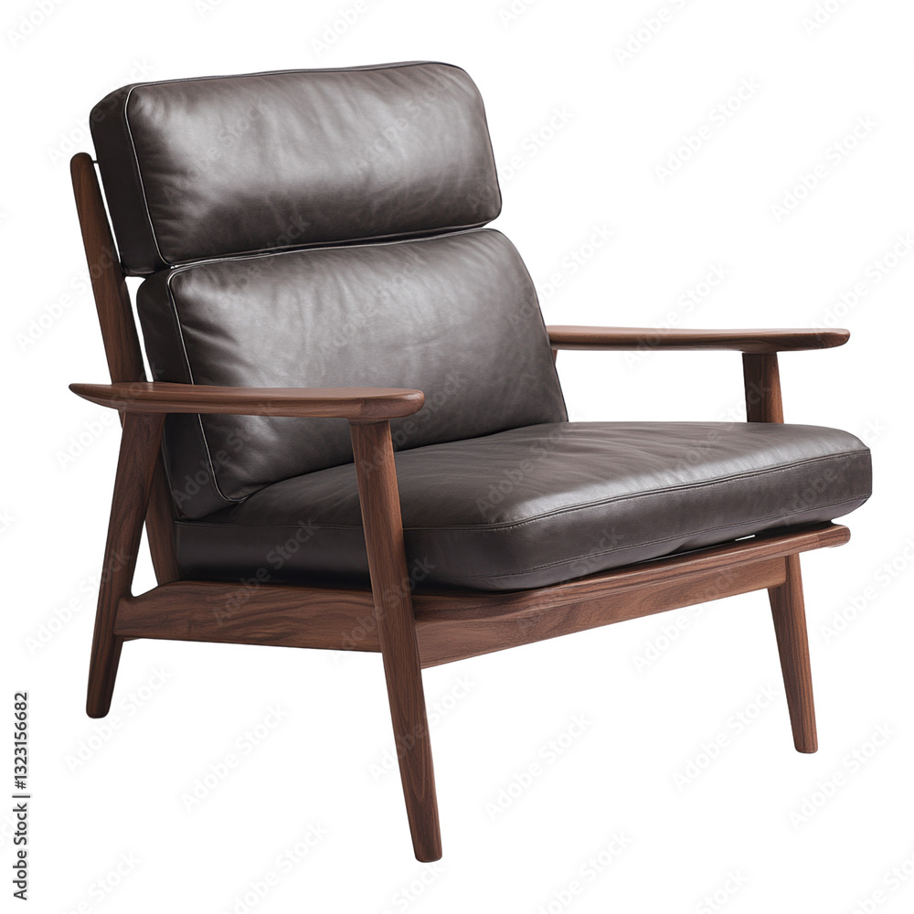 Fototapeta premium Luxurious leather chair offering ultimate comfort and style for enhancing interior spaces in homes and work environments isolated white background