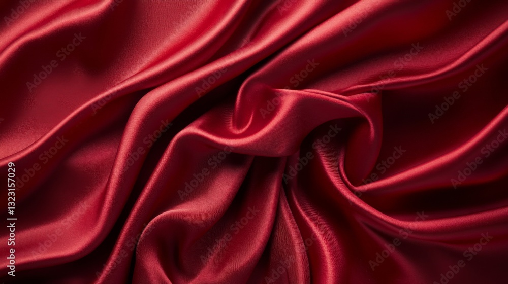 Obraz premium Luxurious Red Satin Fabric with Rich Hue and Cascading Texture